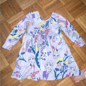 Disney Frozen Kids Dress with Floral and Character Print